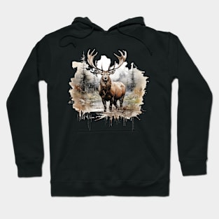 Elk deer nature Scandinavian forest Hoodie